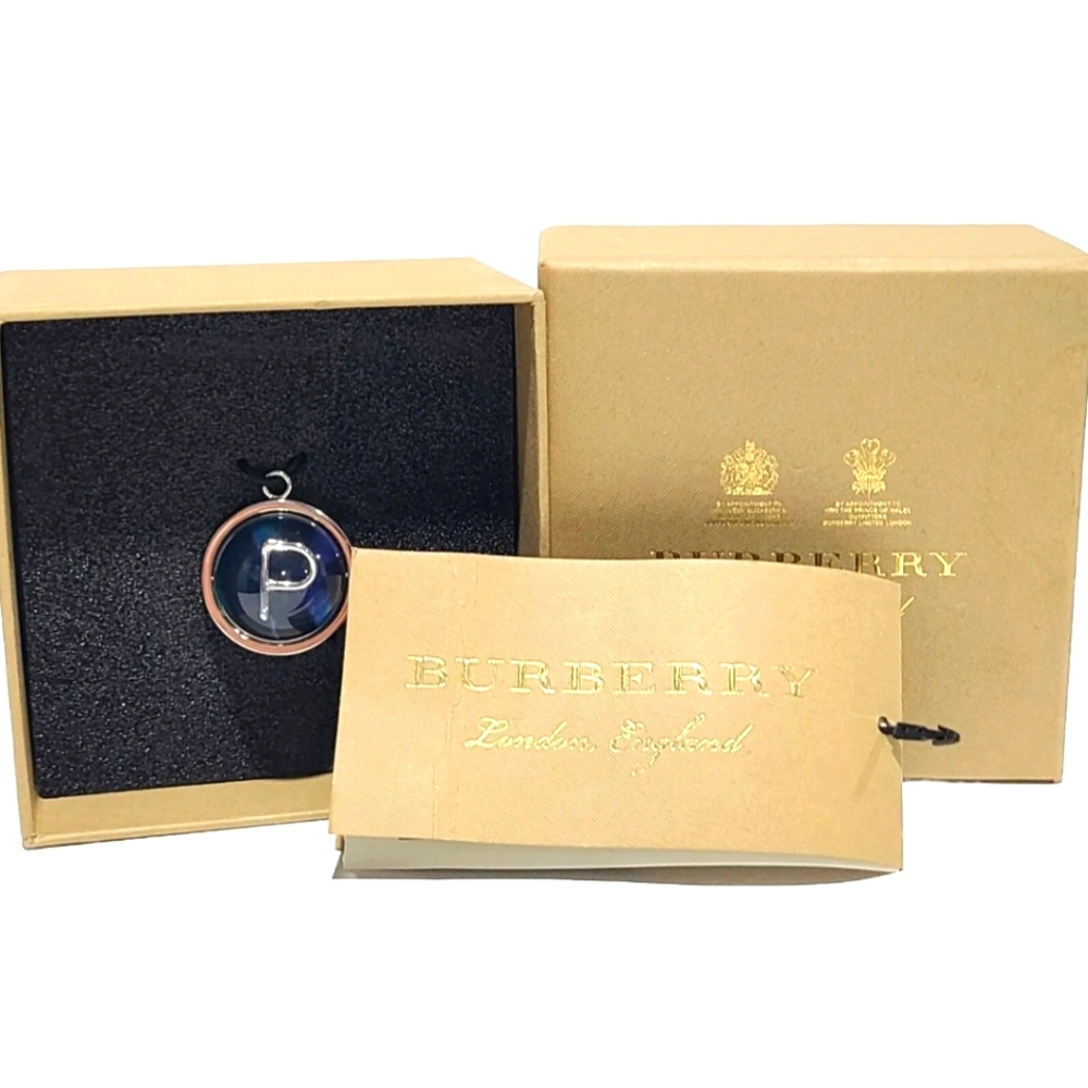 Burberry Palladio Letter P Pendant Marble Sphere in Ocean Blue. New in box.